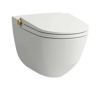Laufen Cleanet Riva - Bidet électronique avec céramique, suspendu, Rimless, abattant SoftClose, LCC, blanc / or poli H8206914010001