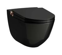 Laufen Cleanet Riva - Bidet électronique avec céramique, suspendu, Rimless, abattant SoftClose, noir brillant / or rose poli H8206910240001