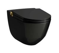 Laufen Cleanet Riva - Bidet électronique avec céramique, suspendu, Rimless, abattant SoftClose, noir brillant / or poli H8206910220001