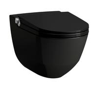 LAUFEN CLEANET RIVA : WC douche mural, sans rebord de chasse, avec siège de WC et couvercle, télécommande incluse, H8206910200001, Couleur: Noir brillant