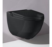 Riva wc lavant avec abattant céramique noir brillant, bouton titanium black mat - LAUFEN H8206910600001