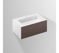 LAUFEN FOLIO Plan de toilette, rectangulaire, 1 tiroir, 1 trou pour robinetterie, sans trop-plein, 804x500x350mm, H580FO35231111, Couleur: Terre d'ombre, vernis satiné