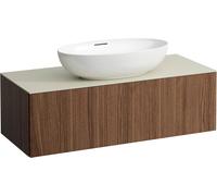 LAUFEN Il Bagno Alessi Élément à tiroirs, 1 trou pour robinet, plaque de pierre Calce Avorio, découpe au centre, 120x50x37cm, 1 tiroir, H4313150976301