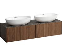 LAUFEN Il Bagno Alessi Élément à tiroirs, 1 trou pour robinet, plateau en pierre Marrone Naturale, découpe à droite/à gauche, 160x50x37cm, 2 tiroirs, H4323570976301