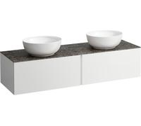 LAUFEN Il Bagno Alessi Élément à tiroirs, 1 trou pour robinet, plateau en pierre Marrone Naturale, découpe à droite/à gauche, 160x50x37cm, 2 tiroirs, H4323570979901