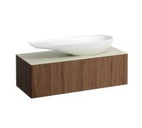 LAUFEN Il Bagno Alessi Élément à tiroirs, plateau en pierre Calce Avorio, découpe à droite, 120x50x37cm, pour vasque de toilette H81897 4, H4313230976301, Couleur: Noce Canaletto