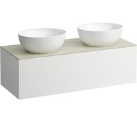 LAUFEN Il Bagno Alessi Élément à tiroirs, plateau en pierre Calce Avorio, découpe à droite/à gauche, 120x50x37cm, 1 tiroir, H4313140979901