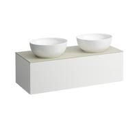 LAUFEN Il Bagno Alessi Élément à tiroirs, plateau en pierre Calce Avorio, découpe à droite/à gauche, 120x50x37cm, 1 tiroir, H4313140979901, Couleur: Specialcolor