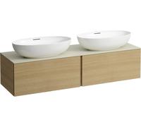 LAUFEN Il Bagno Alessi Élément à tiroirs, plateau en pierre Calce Avorio, découpe à droite/à gauche, 160x50x37cm, 2 tiroirs, H4313540972501