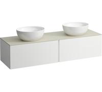 LAUFEN Il Bagno Alessi Élément à tiroirs, plateau en pierre Calce Avorio, découpe à droite/à gauche, 160x50x37cm, 2 tiroirs, H4313540979991