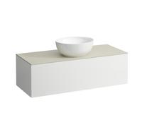 LAUFEN Il Bagno Alessi Élément à tiroirs, plateau en pierre Calce Avorio, découpe au centre, 120x50x37cm, 1 tiroir, H4313110979901, Couleur: Specialcolor
