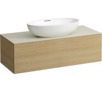 LAUFEN Il Bagno Alessi Élément à tiroirs, plateau en pierre Calce Avorio, découpe au centre, 120x50x37cm, 1 tiroir, H4313110972501