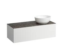 LAUFEN Il Bagno Alessi Élément à tiroirs, plateau en pierre Marrone Naturale, découpe à droite, 120x50x37cm, pour vasque de toilette H81897 5, H4323130979901, Couleur: Specialcolor
