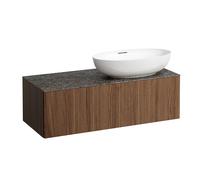 LAUFEN Il Bagno Alessi Élément à tiroirs, plateau en pierre Marrone Naturale, découpe à droite, 120x50x37cm, pour vasque de toilette H81897 5, H4323130976301, Couleur: Noce Canaletto
