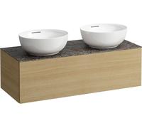 LAUFEN Il Bagno Alessi Élément à tiroirs, plateau en pierre Marrone Naturale, découpe à droite/à gauche, 120x50x37cm, 1 tiroir, H4323140972501