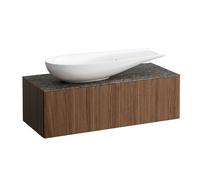 LAUFEN Il Bagno Alessi Élément à tiroirs, plateau en pierre Marrone Naturale, découpe à gauche, 120x50x37cm, pour vasque de toilette H81897 4, H4323220976301, Couleur: Noce Canaletto