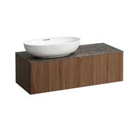 LAUFEN Il Bagno Alessi Élément à tiroirs, plateau en pierre Marrone Naturale, découpe à gauche, 120x50x37cm, pour vasque de toilette H81897 5, H4323120976301, Couleur: Noce Canaletto