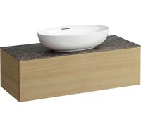 LAUFEN Il Bagno Alessi Élément à tiroirs, plateau en pierre Marrone Naturale, découpe au centre, 120x50x37cm, 1 tiroir, H4323110972501
