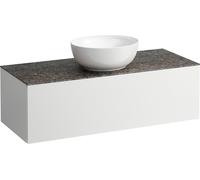 LAUFEN Il Bagno Alessi Élément à tiroirs, plateau en pierre Marrone Naturale, découpe au centre, 120x50x37cm, 1 tiroir, H4323110979901