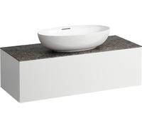 LAUFEN Il Bagno Alessi Élément à tiroirs, plateau en pierre Marrone Naturale, découpe au centre, 120x50x37cm, 1 tiroir, H4323110972601