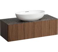 LAUFEN Il Bagno Alessi Élément à tiroirs, plateau en pierre Marrone Naturale, découpe au centre, 120x50x37cm, 1 tiroir, H4323110976301