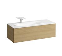 LAUFEN Il Bagno Alessi Meuble sous-lavabo, découpe du siphon à gauche, 1195x490x365mm, 1 tiroir, H4304410972501, Couleur: Chêne clair