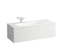 LAUFEN Il Bagno Alessi Meuble sous-lavabo, découpe du siphon à gauche, 1195x490x365mm, 1 tiroir, H4304410972601, Couleur: Blanc mat