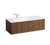 LAUFEN Il Bagno Alessi Meuble sous-lavabo, découpe du siphon à gauche, 1195x490x365mm, 1 tiroir, H4304410976301, Couleur: Noce Canaletto