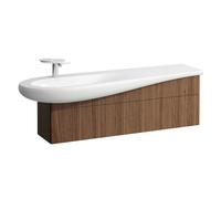LAUFEN Il Bagno Alessi Meuble sous-lavabo, découpe du siphon à gauche, 1350x320x440mm, 1 tiroir, H4304510976301, Couleur: Noce Canaletto
