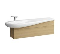LAUFEN Il Bagno Alessi Meuble sous-lavabo, découpe du siphon à gauche, 1350x320x440mm, 1 tiroir, H4304510972501, Couleur: Chêne clair