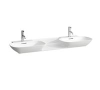 LAUFEN INO lavabo double, sans trou pour robinet, sans trop-plein, 1420x450mm, H8143047571121, Couleur: Blanc mat