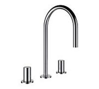 LAUFEN Kartell 3 trous H3123330902201 Inox H3123330902201 match1, bec pivotant 166mm, sans vanne de résidus
