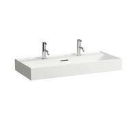 Laufen Kartell - Évier double 100x46 cm, avec trop-plein, 2 trous pour robinetterie, LCC, blanc H810337A001071