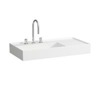 Lavabo LAUFEN Kartell 8103384001581, 90x46cm, blanc LCC, étagère à droite, 3 robinets, céramique saphir