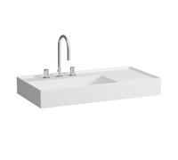 LAUFEN Kartell lavabo 8103387571581, 90x46cm, blanc mat, étagère à droite, 3 robinets, saphir céramique