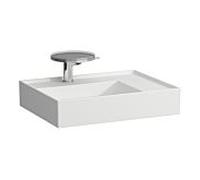 LAUFEN Kartell lavabo 8103347571581, 60x46cm, blanc mat, étagère à droite, 3 robinets, saphir céramique