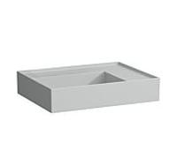 LAUFEN Kartell lavabo 8103347591121, 60x46cm, gris, étagère à droite, sans trou pour robinet, céramique saphir