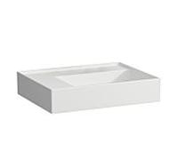 LAUFEN Kartell lavabo 8103357571121, 60x46cm, blanc mat, étagère à gauche, sans robinet, saphir céramique