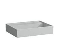 LAUFEN Kartell lavabo 8103357591121, 60x46cm, gris, étagère à gauche, sans trou pour robinet, céramique saphir