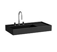 LAUFEN Kartell lavabo 8103380201581, 90x46cm, noir, étagère à droite, 3 robinets, céramique saphir