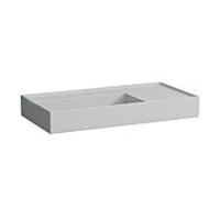 LAUFEN Kartell lavabo 8103387591121, 90x46cm, gris, étagère à droite, sans trou pour robinet, céramique saphir