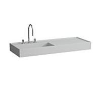 LAUFEN Kartell lavabo 8133327598151, 120x46cm, gris, étagère à droite, 2 trous pour robinetterie, céramique saphir