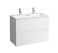 LAUFEN Kartell vasque avec meuble sous-vasque 100 cm H8603376401071 Ensemble vasque, 2 trous de robinetterie, 100x50x72,6cm, blanc mat