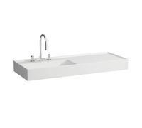 LAUFEN Kartell lavabo 8133327578151, 120x46cm, blanc mat, étagère à droite, 2 robinets, saphir céramique