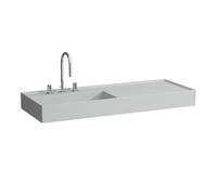 LAUFEN Kartell lavabo 8133327591581, 120x46cm, gris, étagère à droite, 3 trous pour robinetterie, céramique saphir