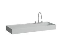 LAUFEN Kartell lavabo H8133337591111 120x46cm, tablette à gauche, sans trop - plein, 2000 trou du robinet, gris mat