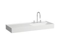 LAUFEN Kartell vasque H8133337571111 120x46cm, étagère à gauche, sans trop-plein, trou pour robinet 2000 blanc mat