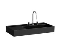 LAUFEN Kartell lavabo, encastré, tablette à gauche, 1 trou pour robinet, sans trop-plein, 900x460mm, H8103390201111, Couleur: Noir brillant