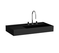 LAUFEN Kartell lavabo H8103397161111 90x46cm, tablette à gauche, sans trop - plein, 2000 trou du robinet, noir mat