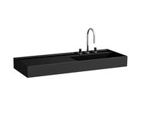 Laufen Lavabo Kartell H8133330201581 encastré tablette à gauche 3 trous 1200x460mm Noir brillant